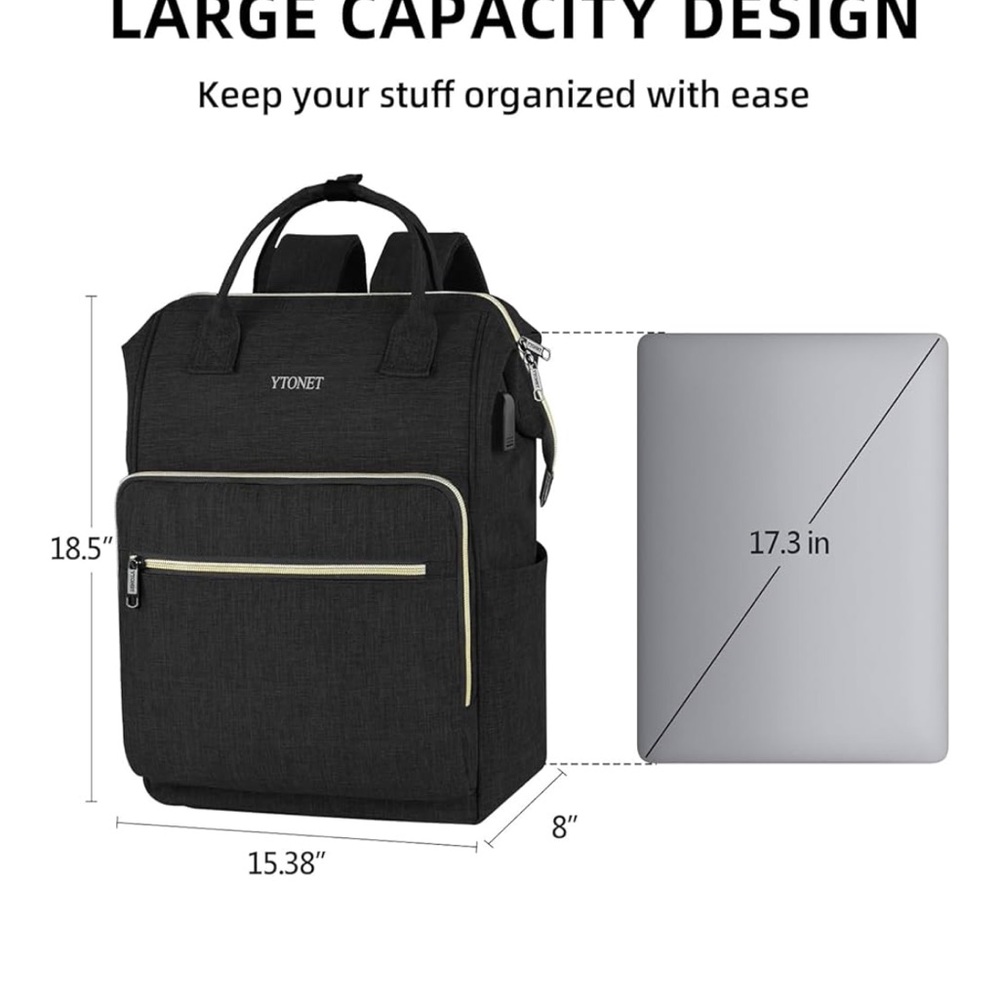 Black Travel Backpack for Women - Picture 6 of 7